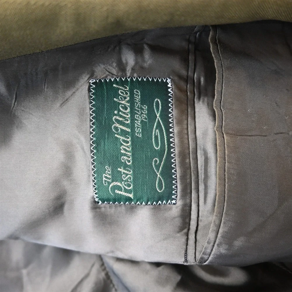 Vtg Double Breasted 42L Green 100% Wool Mens Blazer Suit Jacket Sport Coat_4